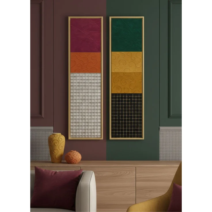 Wallity 'Huhu743' Dekoratives gerahmtes Leinwandbild (2-teilig), Mehrfarbig, 100 x 25 cm – Bild 1