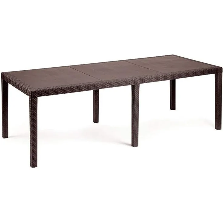 Dmora - Gartentisch Roma, Rechteckiger ausziehbarer EssRegal, ausziehbarer Gartentisch in Rattan-Optik, 100 % Made in Italy, 150/220x90h72 cm, Braun