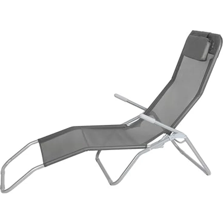 Spetebo Gesundheitsliege Klappbare Gartenliege mit Kopfkissen, 190 cm, anthrazit, witterungsbeständig, pflegeleicht, einstellbare Positionen – Bild 4