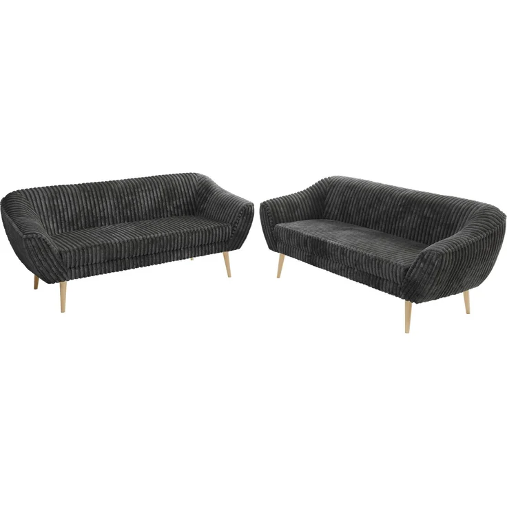 Wohnzimmerset Möbelset PIRS 3-3, Armlehnen, Wellenfederung, Buche Füße, Dreisitzer Sofa, Polstermöbel Set - Hellgrau Velvet – Bild 8