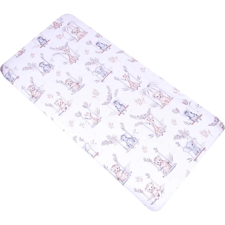BabyLux Spannbettlaken SPANNBETTLAKEN 70x140 Spannbetttuch Baumwolle Kinder Baby Babybett, 139 - Tiere auf der Schaukel 70x140 cm – Bild 2