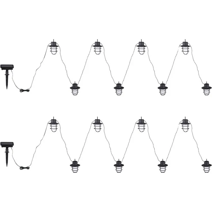 LED Solar Lichterkette, 16 Laternen Flammeneffekt, L 200cm
