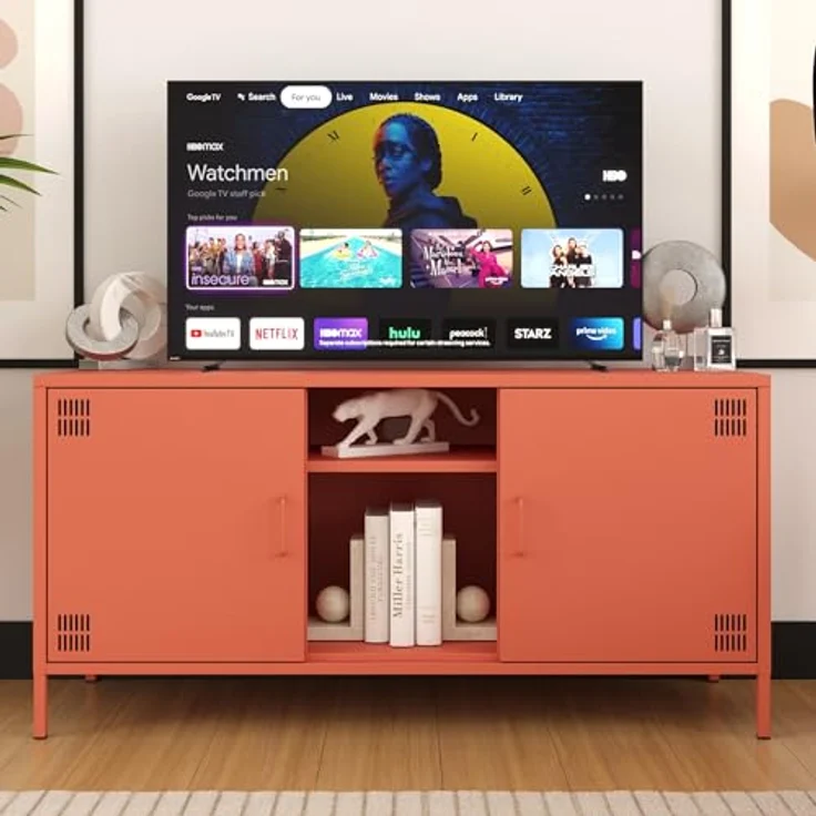 Metall Möbel Pera3, TV-Schrank 3 Regale - 130,5 x 40 x 64,5 cm Lachsfarben – Bild 4