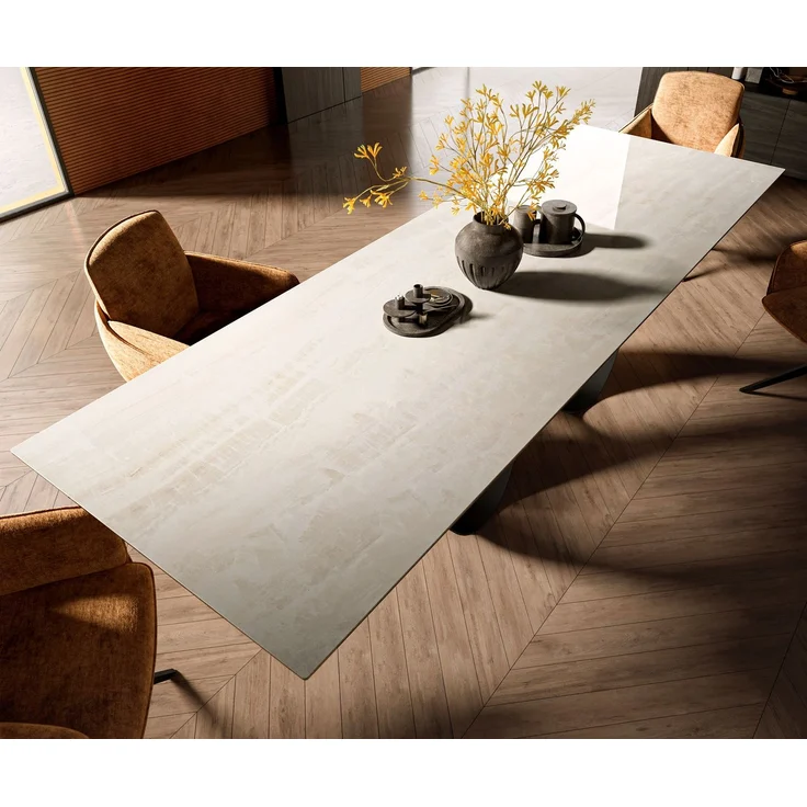 Esstisch Edge 300x100 cm Keramik Onyx Champagne Infinity Metall Schwarz – Bild 4