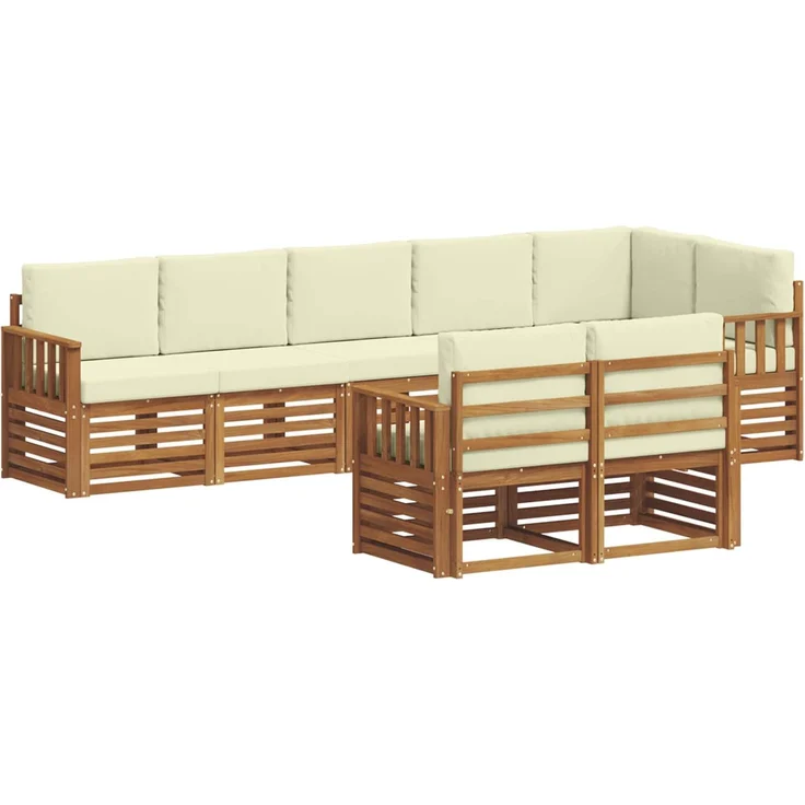 vidaXL Outdoor-Sofagarnitur 8 stk. 8-Sitzer Natur und Creme 3375000 – Bild 2
