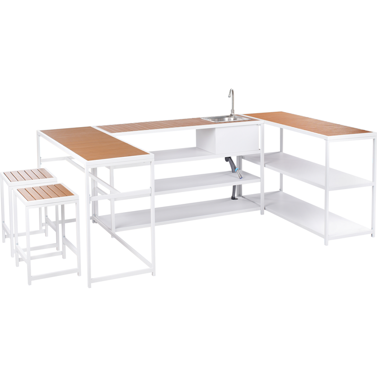 Outdoor-Küche mit Spüle AVETRANA Metall Braun Weiß