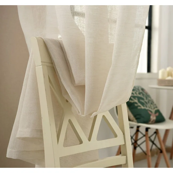 Woltu Gardine (1 St), Kräuselband, halbtransparent, mit Kräuselband Leinen Optik