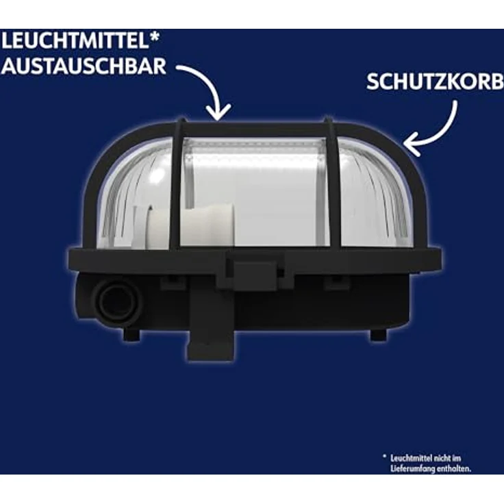 StarLicht LED Decken- und Wandleuchte E27, schwarz, IP44, 800 Lumen, 4000 Kelvin, blendfrei, für Innen- und Außenbereich – Bild 2
