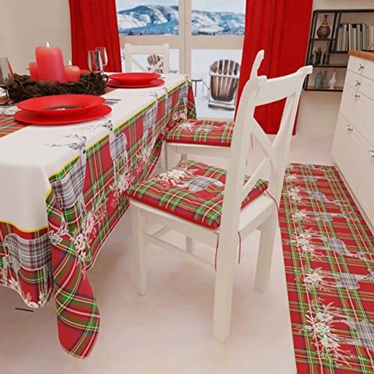 PETTI Artigiani Italiani - Tischdecke, Tischdecke, schmutzabweisend, Weihnachten, Tischdecke, Küche, Weihnachten, Design: Rentier, Grau, X18 Plätze (140x360 cm), 100% Made in Italy – Bild 3