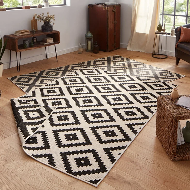 In- & Outdoor Teppich Malta Schwarz Creme - 80x250x0,5cm – Bild 5