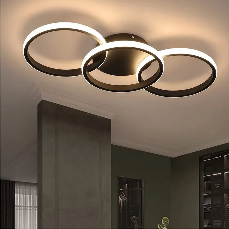 Nettlife LED Deckenleuchte LED-Deckenleuchte mit drei Ringen aus Aluminium, LED fest integriert, warmweiß, Schlafzimmer Küche Flur