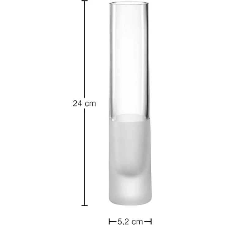LEONARDO HOME Novara Deko-Vase, schmale zylinderförmige Solifleurvase aus satiniertem Glas, Höhe 24 cm, Durchmesser 5,2 cm, Volumen 270 ml – Bild 3