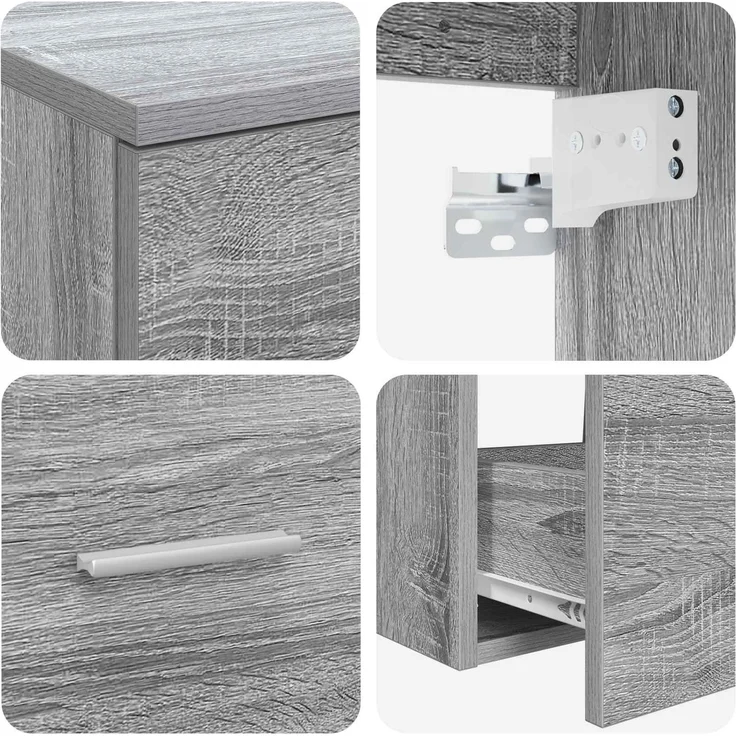 vidaXL Badezimmerschrank-Set 2 stk. Grau Sonoma 92,5 x 44,5 x 50 cm 3404021 – Bild 6