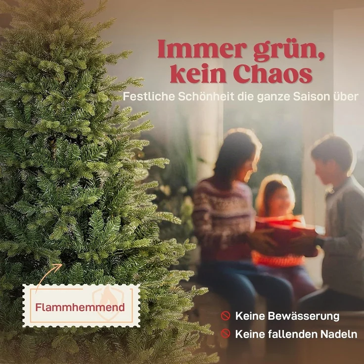 HOMCOM Künstlicher Weihnachtsbaum realistisches Aussehen, flammenhemmend, Tannenbaum, für Weihnachtsfest, Indoor, Grün – Bild 3