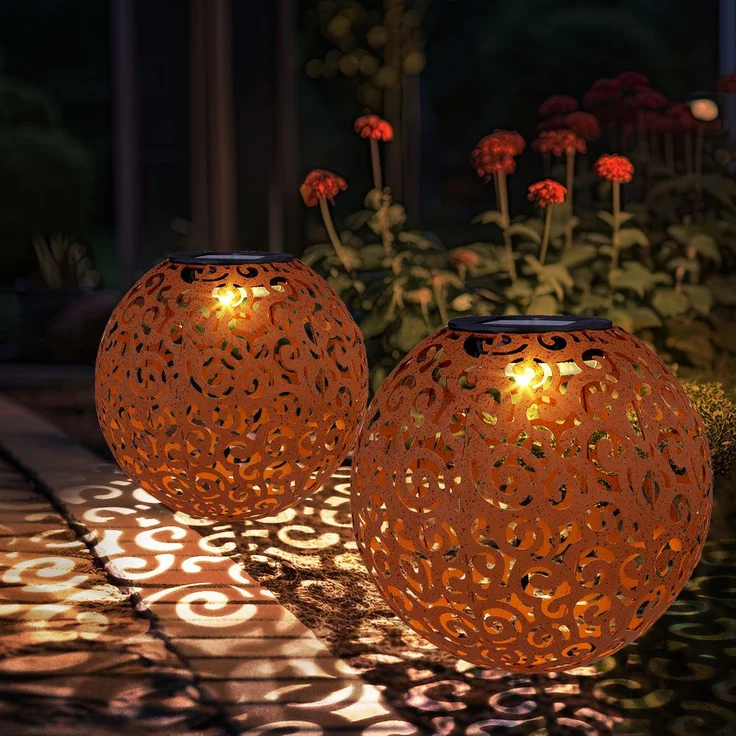 LED Solarleuchte, Dekorgeflecht-Kugel, Höhe 54 cm – Bild 9
