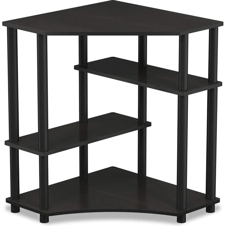 Furinno Turn-N-Tube Platzsparender Eckschreibtisch mit Regalen, Espresso / Schwarz, 57. 2 (Breite) x 72. 4 (Höhe) x 56 (Tiefe) cm