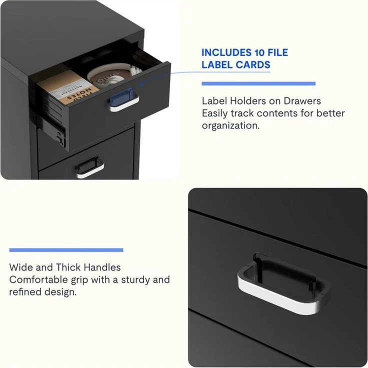 FLEXISPOT Container Rollcontainer für Ihr Büro&Home-Office, 28 x 48 x 41 cm (mobiler Aktenschrank mit 3 Schubladen, mit Rollen, Büroschrank) – Bild 3