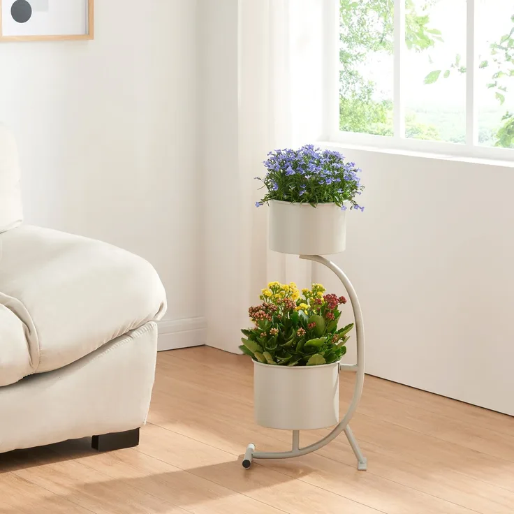 Blumenständer Almelo 63x29x21cm Metall Hellgrau [en. casa]