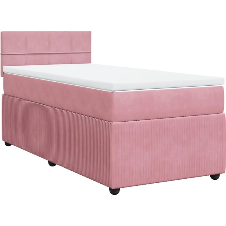 vidaXL Boxspringbett mit Matratze Rosa 80x200 cm Samt 3287595 – Bild 2