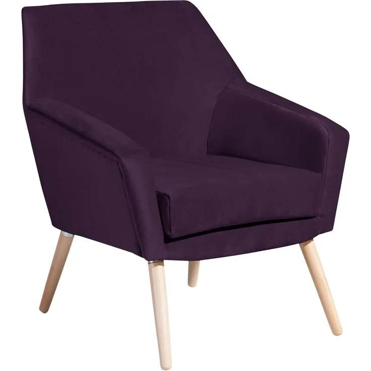 Sessel Kachka Bezug Samtvelour Buche natur / purple 21054