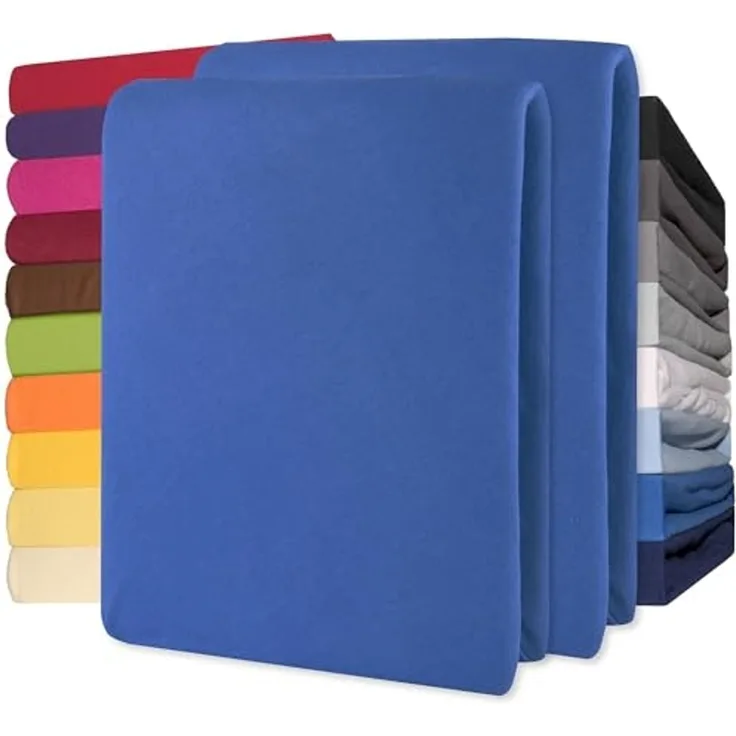 CelinaTex Jersey Spannbettlaken Lucina 180x200-200x200 cm royal blau 100% Baumwolle gekämmt bis 26cm Matratzenhöhe Oeko-TEX