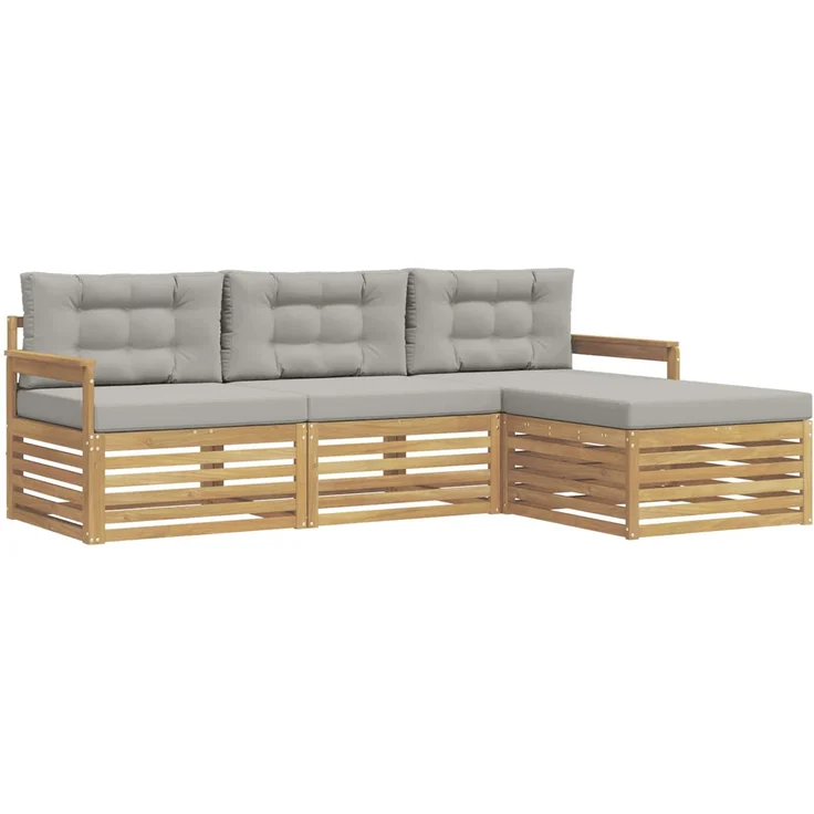 vidaXL Outdoor-Sofagarnitur 4 stk. 4-Sitzer Weiß und Hellgrau 3390271 – Bild 2