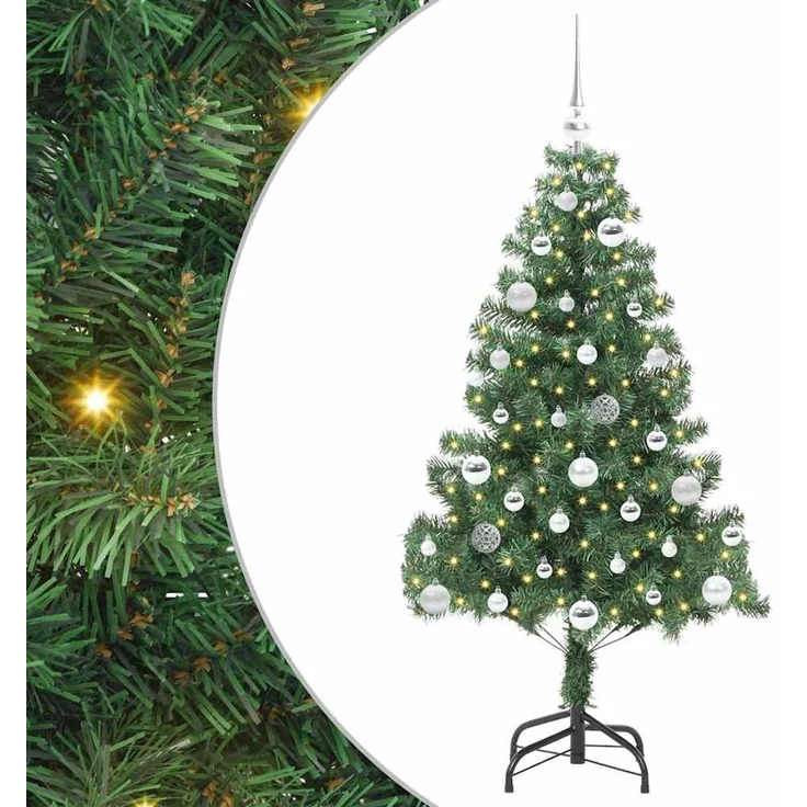 vidaXL Weihnachtsbaum mit LED-Beleuchtung Grün 150 cm PVC und Stahl 3396372 – Bild 2