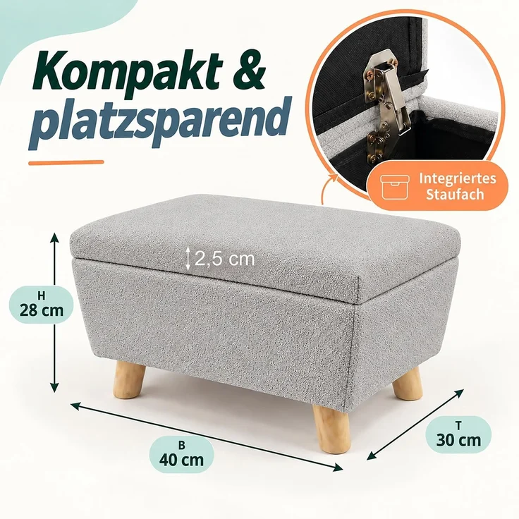 Relaxdays Fußhocker mit Stauraum – Bild 3