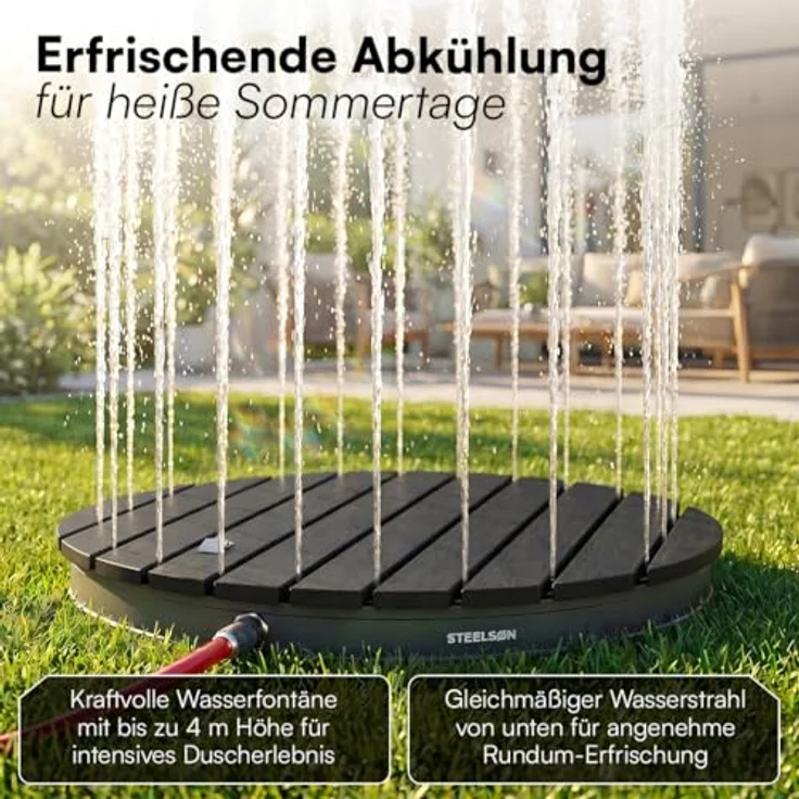 STEELSØN 'Samaya' Bodendusche rund, Gartendusche anthrazit/grau, Campingdusche wetterfest, Saunadusche, Fontänenhöhe bis zu 4m, inkl. Fußrad – Bild 6