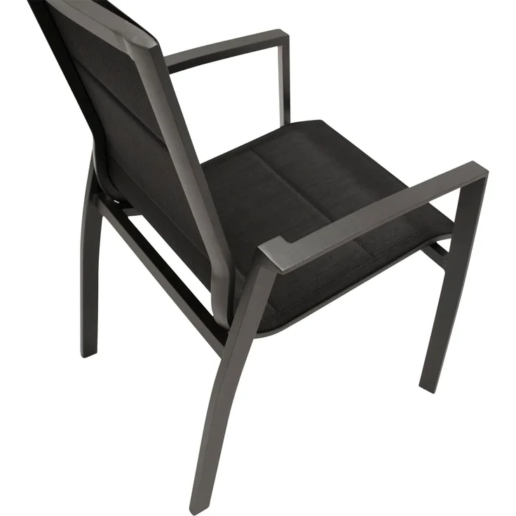 DEGAMO LAGOS III Gartengarnitur, Aluminium, anthrazit, 9-teilig (8x Stapelsessel, 1x Ausziehtisch 195/255x120cm) – Bild 4