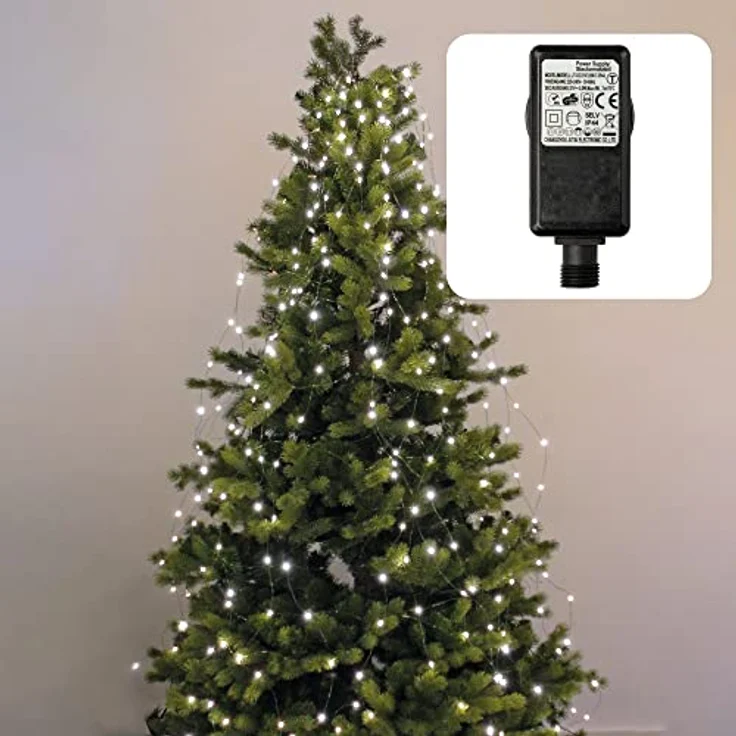 hellum LED Christbaumbeleuchtung mit Ring, Tauperlen Lichterkette Außen für Weihnachtsbaum, 12 Stränge als 1,1x2m Lichtvorhang oder 2m Dekoration, wetterfest, extrahelle LEDs – Bild 1