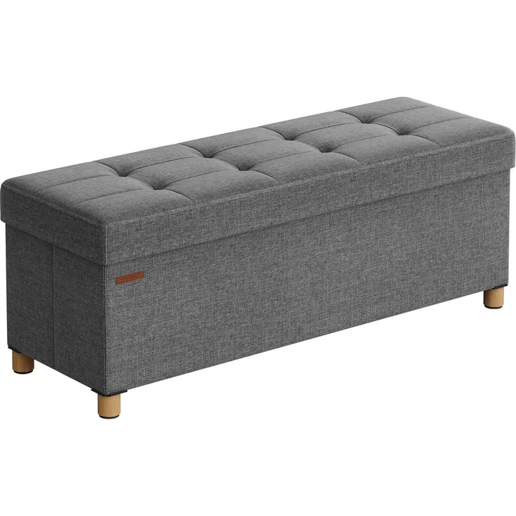 Songmics Sitzbank mit Stauraum, Schuhbank, klappbare Sitztruhe, Aufbewahrungsbox, Fußbank, 38 x 110 x 40 cm, für Wohnzimmer, Schlafzimmer, dunkelgrau