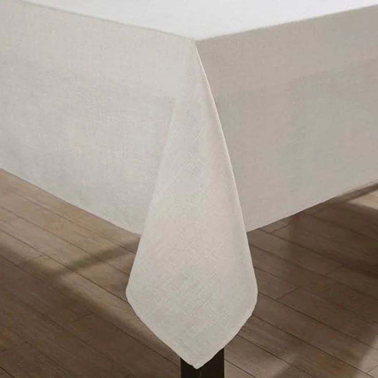 Laura Ashley Harper Luxuriöse Glatte Stoff-Tischdecke für formelle oder legere Abendessen, Urlaub, Bankett, Hochzeit oder Party, 152,4x213,4 cm, Elfenbeinfarben – Bild 6