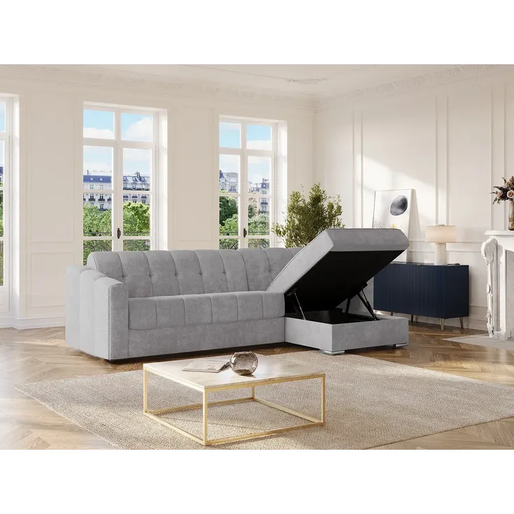 Vente-unique - DARIELO Sofa Stoff Grau - B 223 cm152 cm x H 93 cm x L 295 cm – Bild 2
