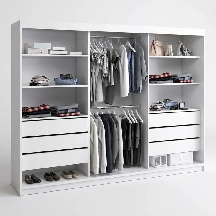 BELANO Schwebetürenschrank 200 cm mit Spiegel – Kleiderschrank mit Schiebetüren, Innenausstattung: Premium Plus – Bild 3