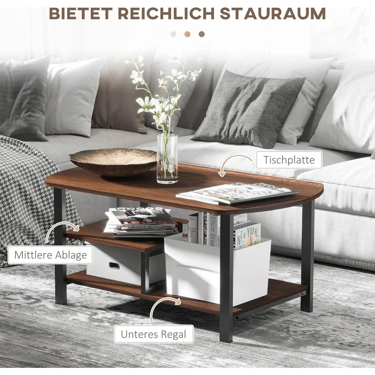 HOMCOM Couchtisch Couchtisch im industriellen Stil – Bild 4