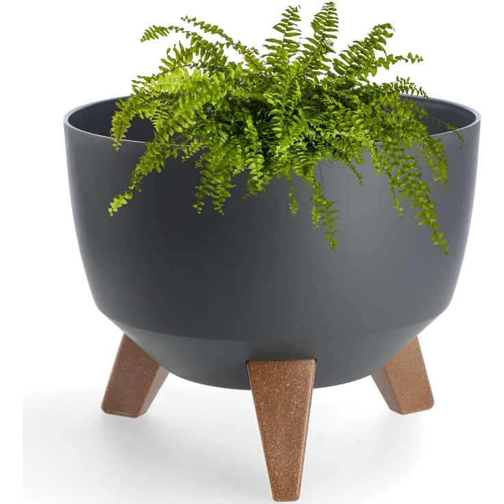 KADAX Blumentopf Blumentopf 24 cm Abdeckung + Einsteckbeine Blumenständer Anthrazit – Bild 6