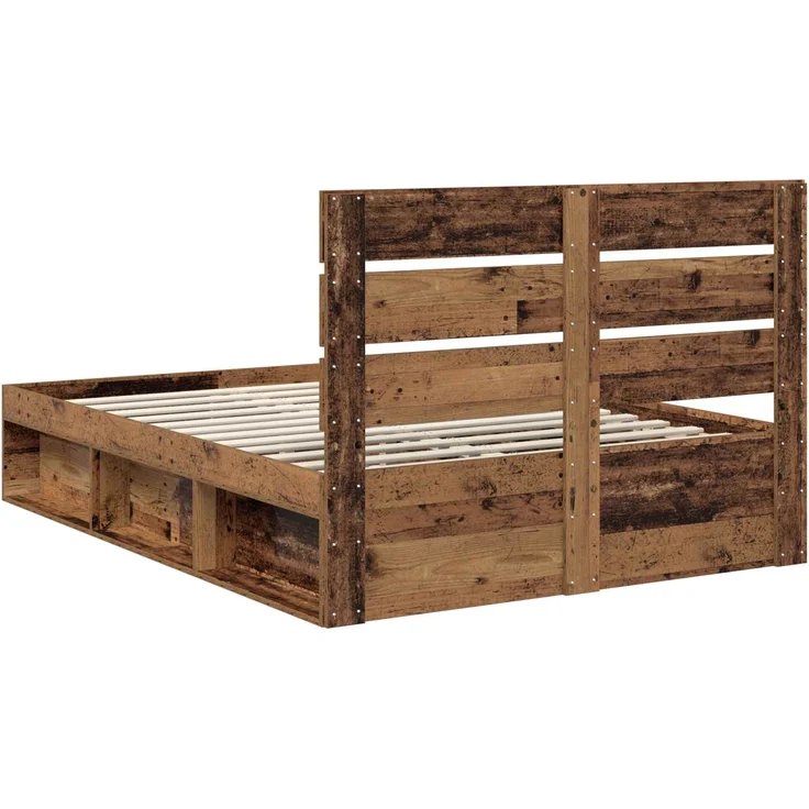 vidaXL Bettrahmen Altholz 150 x 200 cm Massives Kiefernholz 3411734 – Bild 8