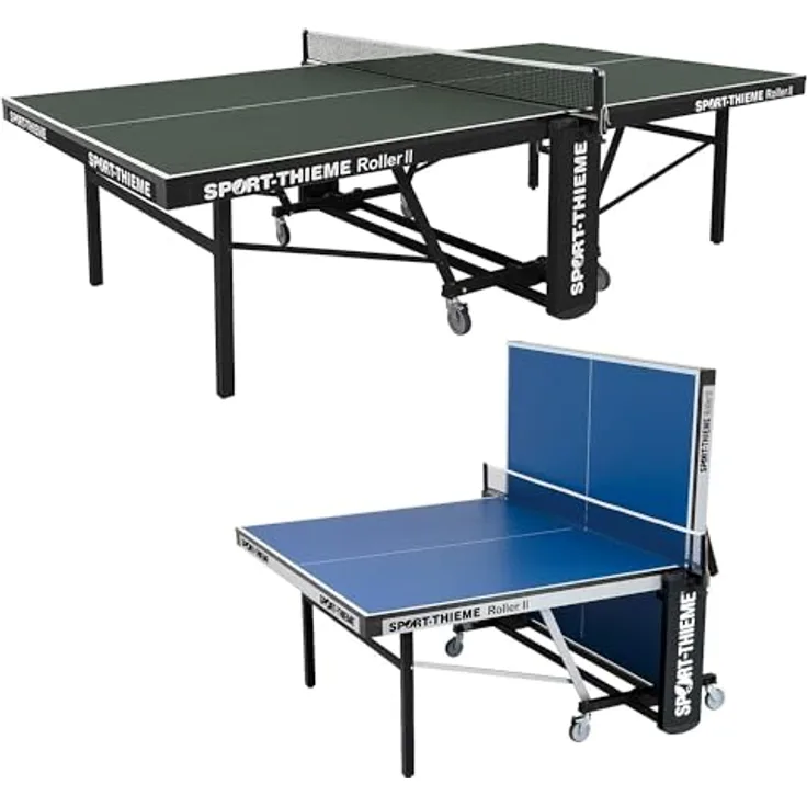 Sport-Thieme Tischtennistisch Roller II, höhenverstellbar mit 25 mm Feinspanplatte, blau, Indoor-Wettkampf geeignet