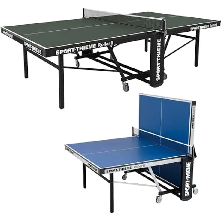 Sport-Thieme Tischtennistisch Roller II, höhenverstellbar mit 25 mm Feinspanplatte, blau, Indoor-Wettkampf geeignet – Bild 1