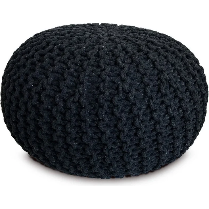 Amagohome Sitzhocker, Pouf, XXL Baumwolle, Schwarz - Anthrazit, ø 45 cm – Bild 1