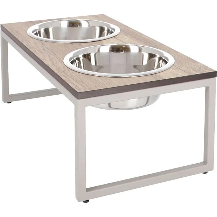 Hundenapf Futternapf DIMO Metall Taupe HPL-Platte Holzdekor von Jan Kurtz – Bild 2