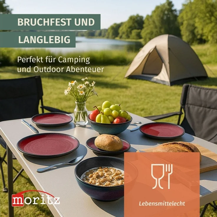 Moritz Geschirr-Set Camping Geschirr Stone Red Geschirr 16 tlg. – Bild 3