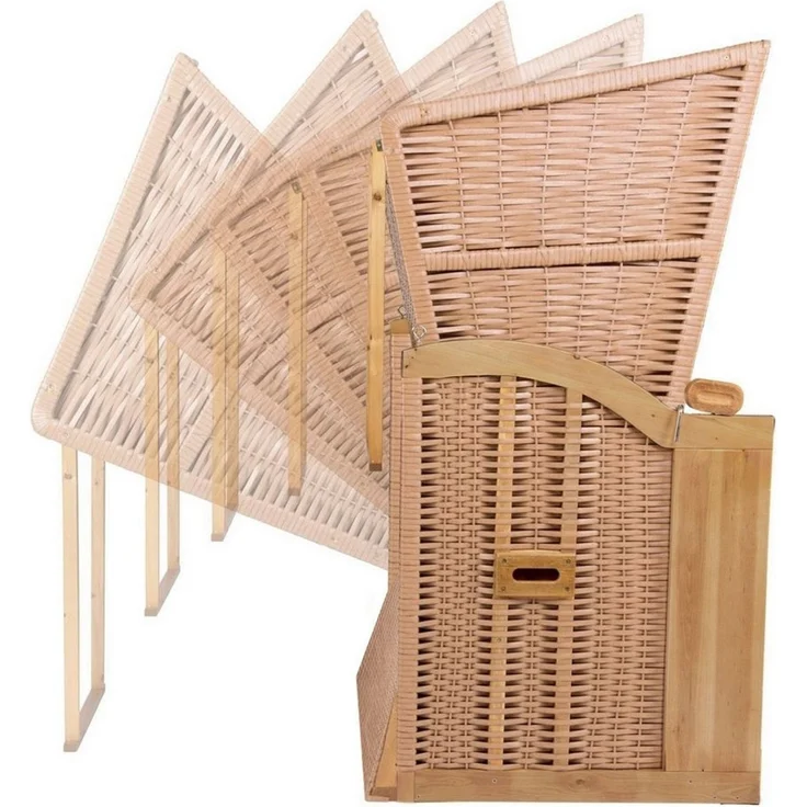 Strandkorb Hanse Strandkorb Strandkorb 2-Sitzer Ostsee Volllieger in Natur Beige Grün, BxTxH: 120x80x160 cm, Ostsee Volllieger, Ostsee 2-Sitzer Modell 2025, Stabiles Wacholder mit handgefertigtem Polyrattangeflecht – Bild 3