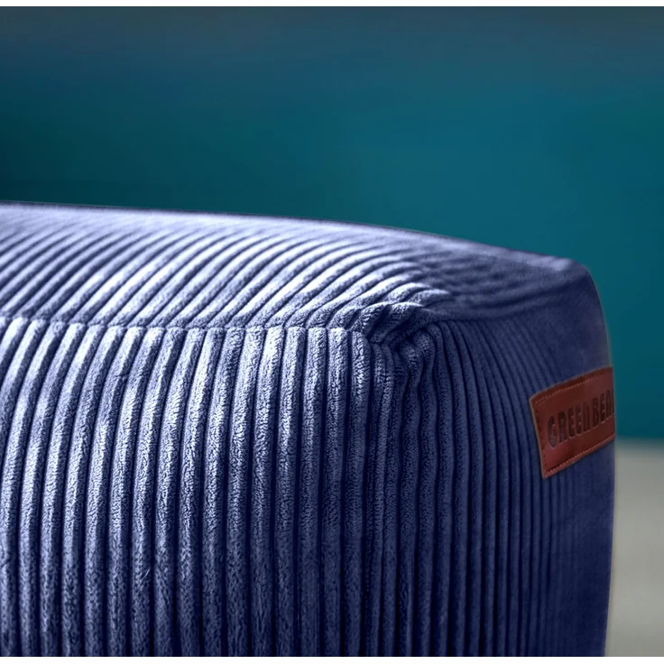 Green Bean® Indoor Sitzhocker Pouf 70x33x28cm EPS-Perlen Füllung & Cordstoff Kuschelig Weich Waschbar - Drinnen Bodenkissen Liegekissen Sitzkissen Sitzhocker Sessel Kinder Erwachsene Stoff Dunkelblau – Bild 4