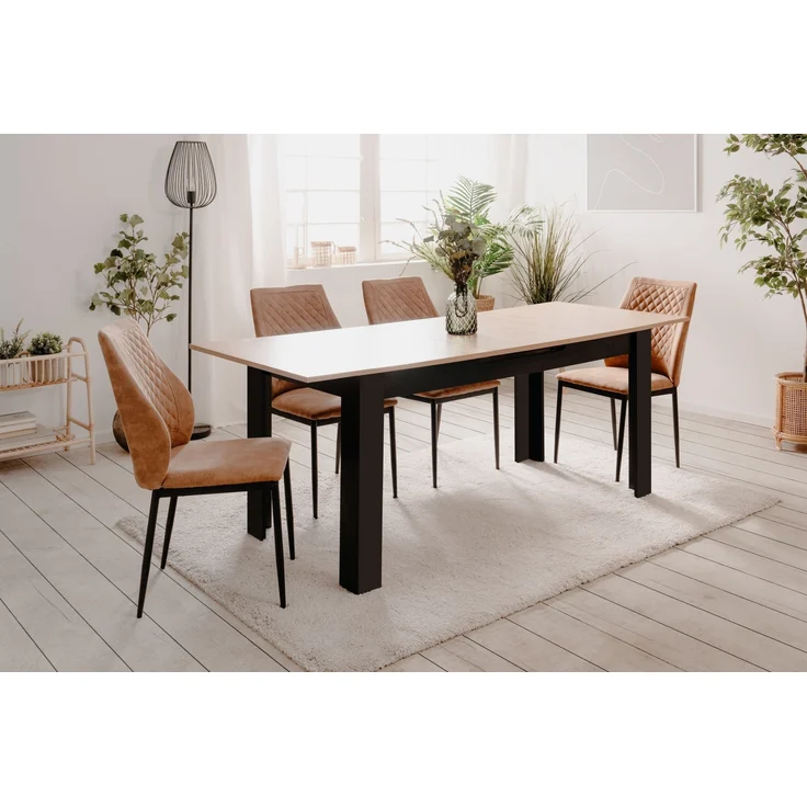 Kulissentisch >Birmingham< ausziehbar bis 200cm, in Artisan Eiche Dekor / Schwarz - 160/200x75x80 (BxHxT) – Bild 4