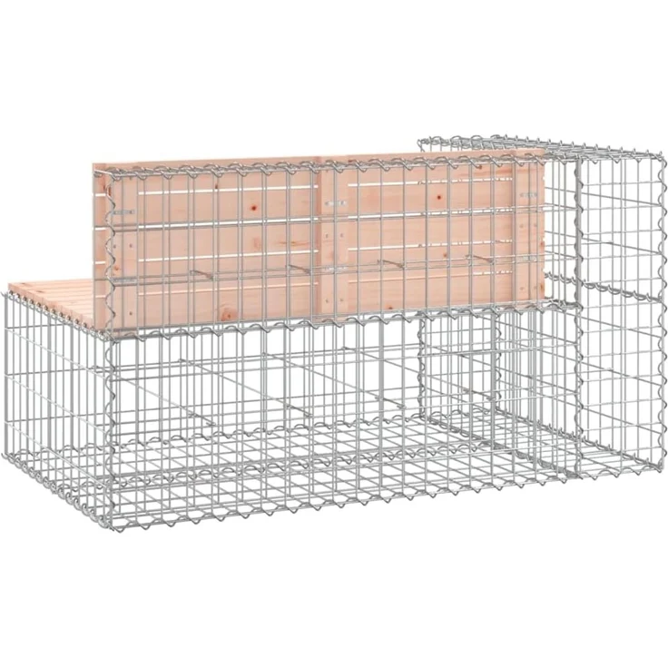 DELUKE® Gartenbank Gabionen INO aus Stahl 122x71x65,5cm Massivholz Douglasie Gabionenbank Gartenbank mit Sitzfläche aus Gabionen Steinkorb Gabionengitter Ziergabione Drahtkorb befüllbar – Bild 4