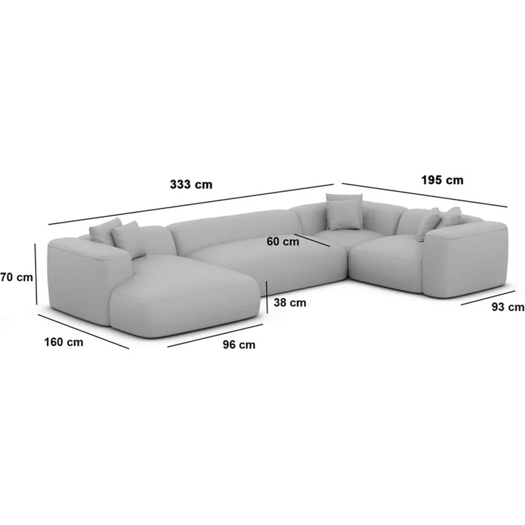 Wohnlandschaft Alcudia U-Form Stoff - Samtstoff - Schwarz - Rechts – Bild 6