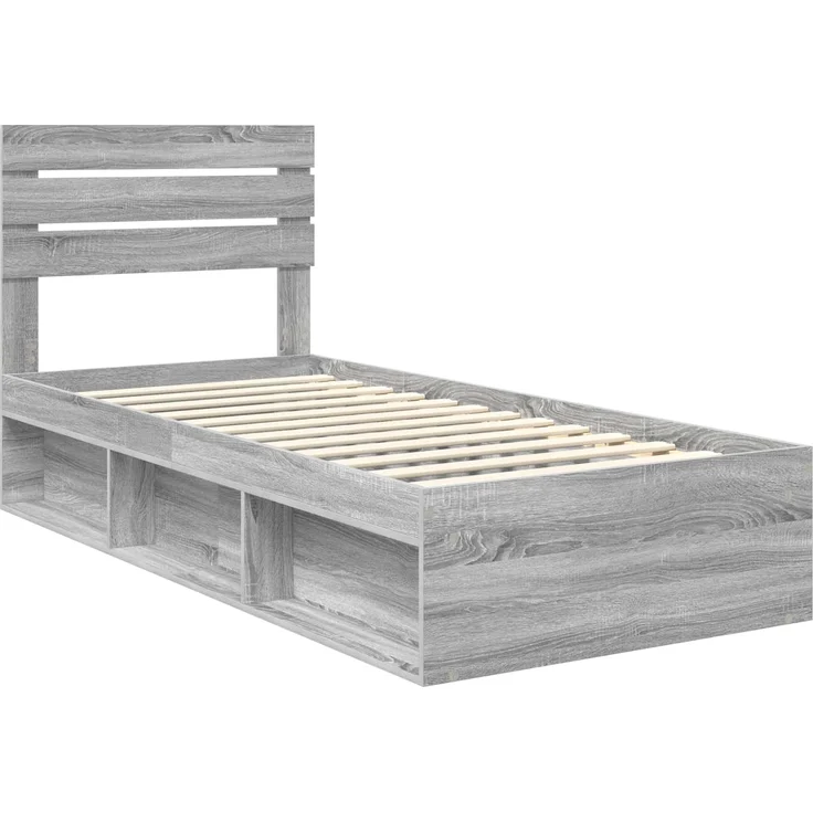 vidaXL Bettrahmen Graues Sonoma 90 x 200 cm Massives Kiefernholz 3411460 – Bild 3