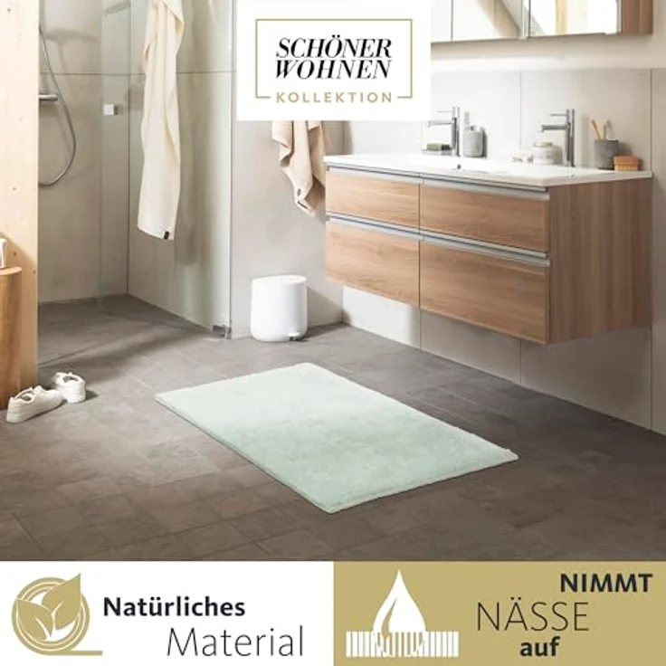 SCHÖNER WOHNEN-Kollektion Badematte Bahamas Uni, Höhe 30 mm, fußbodenheizungsgeeignet, Baumwolle, rechteckig, beidseitig verwendbar – Bild 6